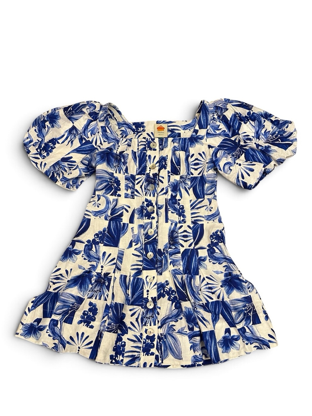 Farm Rio Garden Tiles Linen Mini Dress Size S - Picture 4 of 7